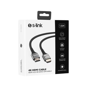 S-link SLX-HD4K015 19+1 HDMI to HDMI 1.5m Metal v2.0 4K (4096*2160) 60Hz Kablo