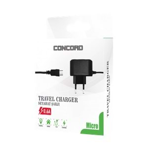 CONCORD C-86 MİCRO ŞARJ ALETİ TRAVEL CHARGER 5V0.60A 1METRE