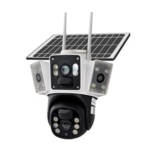 APRONX APX-WSP364 6MP SOLAR 3.6MM 4G Çift Kamera 16 Led Wifi PTZ SİM KARTLI 3 KAMERA