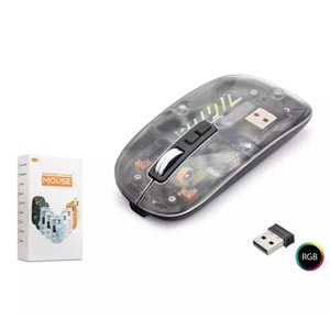 Nodar ND1201b Wireless Şeffaf Rgb Işıklı Şarjlı Bluetooth Mouse