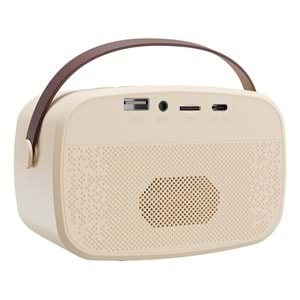 Mikado MD-57BT Endless 5W Bej TF + USB + AUX + BT Destekli 2 Wireless Karaoke Mikrofon 1200mAh Taşınabilir Speaker