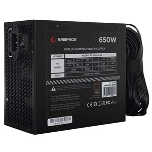 Rampage RMP-650-80PB 650W 14cm Siyah Fan Gaming 80 Plus Bronze Aktif PFC Power Supply