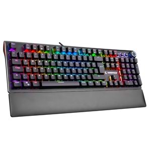 Rampage KB-R92 THUNDER Siyah USB Bilek Destekli Blue Switch Full RGB Q Gaming Oyuncu Mekanik Klavye