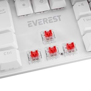 Everest KB-MK1 Lumos Beyaz USB Rainbow Aydınlatmalı Red Switch Full Anti-Ghosting Mekanik Gaming Oyuncu Klavye