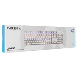 Everest KB-MK1 Lumos Beyaz USB Rainbow Aydınlatmalı Red Switch Full Anti-Ghosting Mekanik Gaming Oyuncu Klavye
