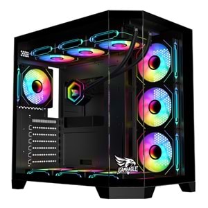 GAMEAGLE EDGE SİYAH BİLGİSAYAR KASASI + 850W 80 PLUS BRONZE POWER + 360MM SIVI SOĞUTMA + 7 ARGB KUMANDALI FAN SİYAH