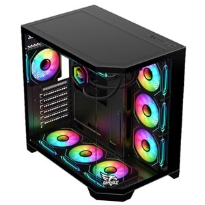 GAMEAGLE EDGE SİYAH BİLGİSAYAR KASASI + 850W 80 PLUS BRONZE POWER + 360MM SIVI SOĞUTMA + 7 ARGB KUMANDALI FAN SİYAH