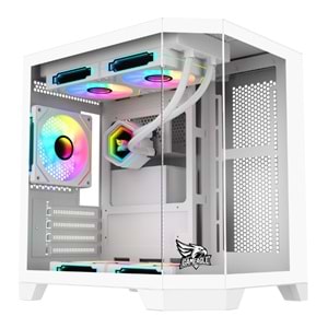 GAMEAGLE EDGE BEYAZ COMPACT +80 BRONZE 750W POWER + 240MM SIVI SOĞUTMA + 3 ADET ARGB KUMANDALI AKVARYUM KASA BEYAZ