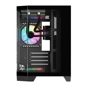 GAMEAGLE EDGE SİYAH COMPACT +80 BRONZE 750W POWER + 240MM SIVI SOĞUTMA + 3 ADET ARGB KUMANDALI AKVARYUM KASA SİYAH