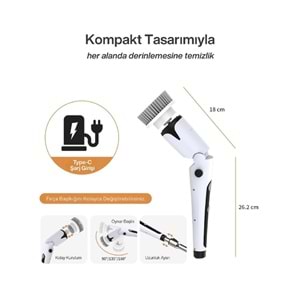 MPIA BC-4 Şarj Edilebilir Elektrikli Temizlik Fırçası – 17 Parça Çok Amaçlı Set (Mutfak, Banyo, Araç)