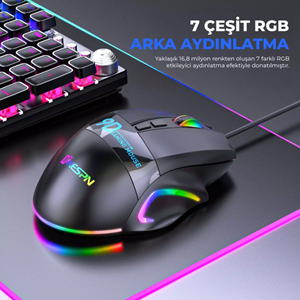 MKESPN X10 Gaming Mouse 12800 DPI 9 Tuş Makro 1000 Hz RGB