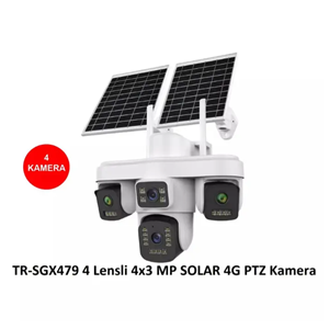 TRİO TR-SGX479 4 Kameralı 4x3MP 12MP 4G Solar PTZ Güvenlik Kamerası Sim Kartlı