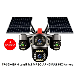 TR-SGX439 Güneş Enerjili 4X3MP 12MP 4G Sim 1 Sabit 3 Hareketli FULL PTZ Kamera