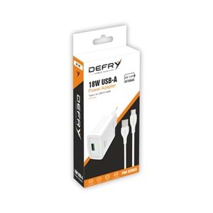 DEFRY DF-18T QUİCK 3.0 HIZLI ŞARJ 18W 3A USB TO TYPE-C ŞARJ ALETİ TAKIM