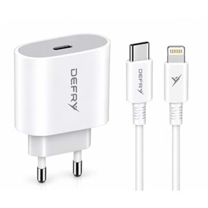 DEFRY DF-20LT TYPE-C TO LIGHTNING HIZLI ŞARJ 20W PD 3.0 FAST ŞARJ ALETİ TAKIM