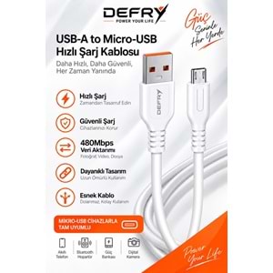 DEFRY DF-01M MİCRO TO USB-A 2.4A ŞARJ VE DATA KABLOSU