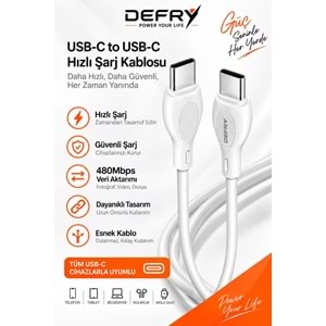 DEFRY DF-04TT TYPE-C TO TYPE-C 3A ŞARJ VE DATA KABLOSU
