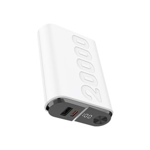 BİX TPB24 20000mAh PD 20W USB-C ve USB-A QC 3.0 Çift Portlu 22.5W Dijital Ekranlı Powerbank Siyah