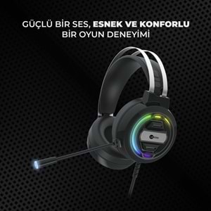 LECOO HT401 Kulak Üstü USB2.0 RGB LED Aydınlatmalı Kablolu Gaming Kulaklık Siyah
