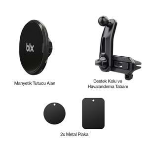 BIX BXCH6 360° Ayarlanabilir Manyetik Araç içi Telefon Tutucu Siyah