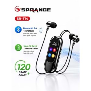 SPRANGE SR-T14 Bluetooth 5.4 / TF Kart Destekli Dijital Ekranlı Kulaklık