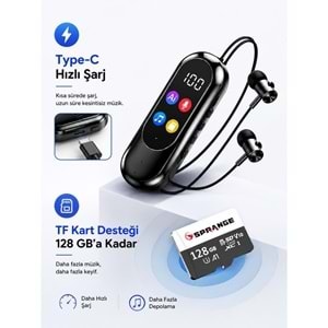SPRANGE SR-T14 Bluetooth 5.4 / TF Kart Destekli Dijital Ekranlı Kulaklık