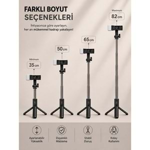 TELSAN H1S Bluetooth Kumandalı Led Işıklı Selfie Çubuğu ve Tripod