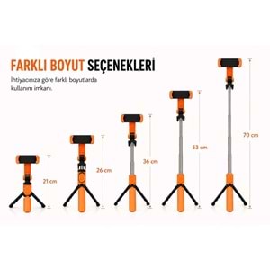 TELSAN XT-09 Bluetooth Kumandalı Selfie Çubuğu ve Tripod