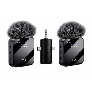SPRANGE SM-12 TYPE-C / Lightning / 3.5 mm Aux Giriş 3IN1 Kablosuz Yaka Mikrofonu