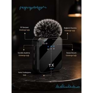 SPRANGE SM-12 TYPE-C / Lightning / 3.5 mm Aux Giriş 3IN1 Kablosuz Yaka Mikrofonu