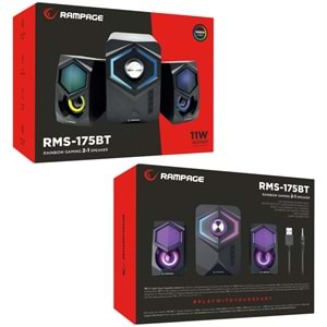 Rampage RMS-175BT 2+1 5W*2 Bluetooth+USB-TF-FM Rainbow Aydınlatmalı Gaming Speaker Hoparlör