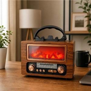 TELSAN NS-901BT USB/SD/FM Şömine Görünümlü Bluetooth Hoparlör Nostaljik Radyo ve Kablosuz Müzik Çalar PL-4715