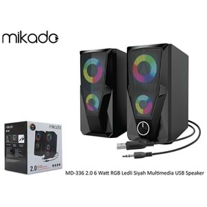 Mikado MD-336 2.0 6 Watt RGB Ledli Siyah Multimedia USB Speaker Hoparlör