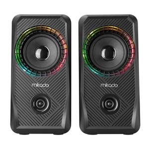 Mikado MD-S26 JOY 2.0 Multimedia 3W*2 Siyah USB RGB Işıklı Gaming Speaker Hoparlör