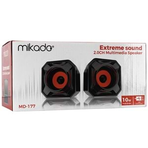 Mikado MD-177 2.0 5W * 2 Siyah Super Bass USB Speaker Hoparlör