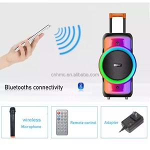 TELSAN NDR-128 SD/USB/FM 12inc BLUETOOTH KARAOKE MİKROFONLU KABLOSUZ KUMANDALI RGB MÜZİK KUTUSU