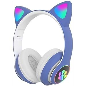 TELSAN CAT STN-28 Bluetooth Mikrofonlu LED Işıklı Hafıza Kartı Girişli Kulak Üstü Kedi Kulaklık