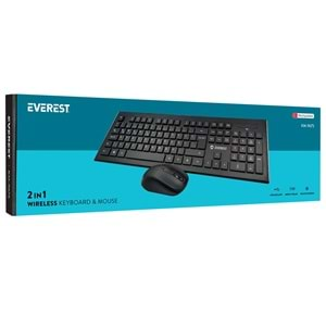 Everest KM-9675 Siyah/Gümüş Kablosuz İnce Tasarım Multimedia Klavye + Mouse Set