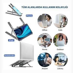 Telsan LS Alüminyum 7 Ayarlanabilir Notebook Stant Macbook Laptop Standı