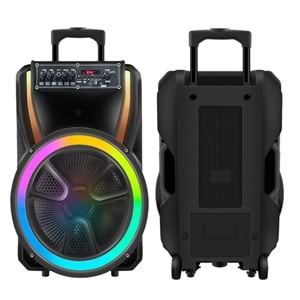 TELSAN MD10-15 SD/USB/FM DOUBLE 15inc BLUETOOTH KARAOKE MİKROFONLU KABLOSUZ KUMANDALI RGB MÜZİK KUTUSU