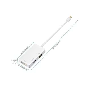 Concord DPHM Mini Displayport Hdmi Vga Dvi Çevirici Dönüştürücü Adaptör Thunderbolt Display Port Kablosu