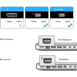 Concord DPHM Mini Displayport Hdmi Vga Dvi Çevirici Dönüştürücü Adaptör Thunderbolt Display Port Kablosu