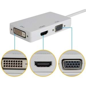 Concord DPHM Mini Displayport Hdmi Vga Dvi Çevirici Dönüştürücü Adaptör Thunderbolt Display Port Kablosu