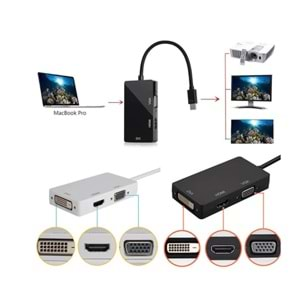 Concord DPHM Mini Displayport Hdmi Vga Dvi Çevirici Dönüştürücü Adaptör Thunderbolt Display Port Kablosu