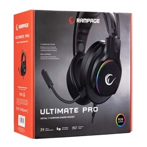 Rampage RG-X19 ULTİMATE PRO v2 Siyah 7.1 Surround Sound System RGB Ledli Mikrofonlu Oyuncu Kulaklığı