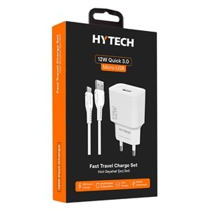 Hytech HY-XT50M 12W 5V 2.4A Micro USB Kablolu Beyaz Kablo + Ev Şarj Adaptör