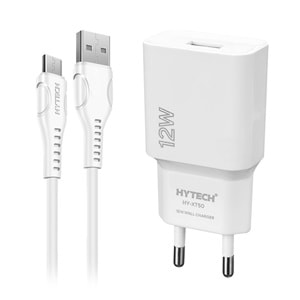 Hytech HY-XT50M 12W 5V 2.4A Micro USB Kablolu Beyaz Kablo + Ev Şarj Adaptör