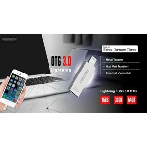 Concord C-OTGL32 32GB Otg Lightning İphone USB 3.0 Flash Bellek