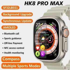 HK8 Pro Max Ultra 2023 Yeni 2.12 inç 49mm IOS Android NFC Akıllı Saat (AMOLED EKRAN)