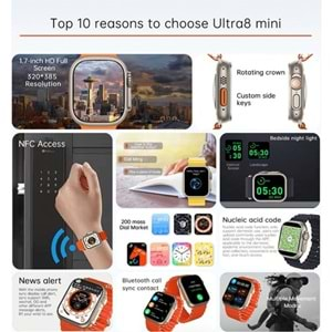 Ultra8 Mini Akıllı Saat Kadınlar İçin Özel Üretim 41mm 1.7 inç Spor Smartwatch Ultra serisi 8 Mini